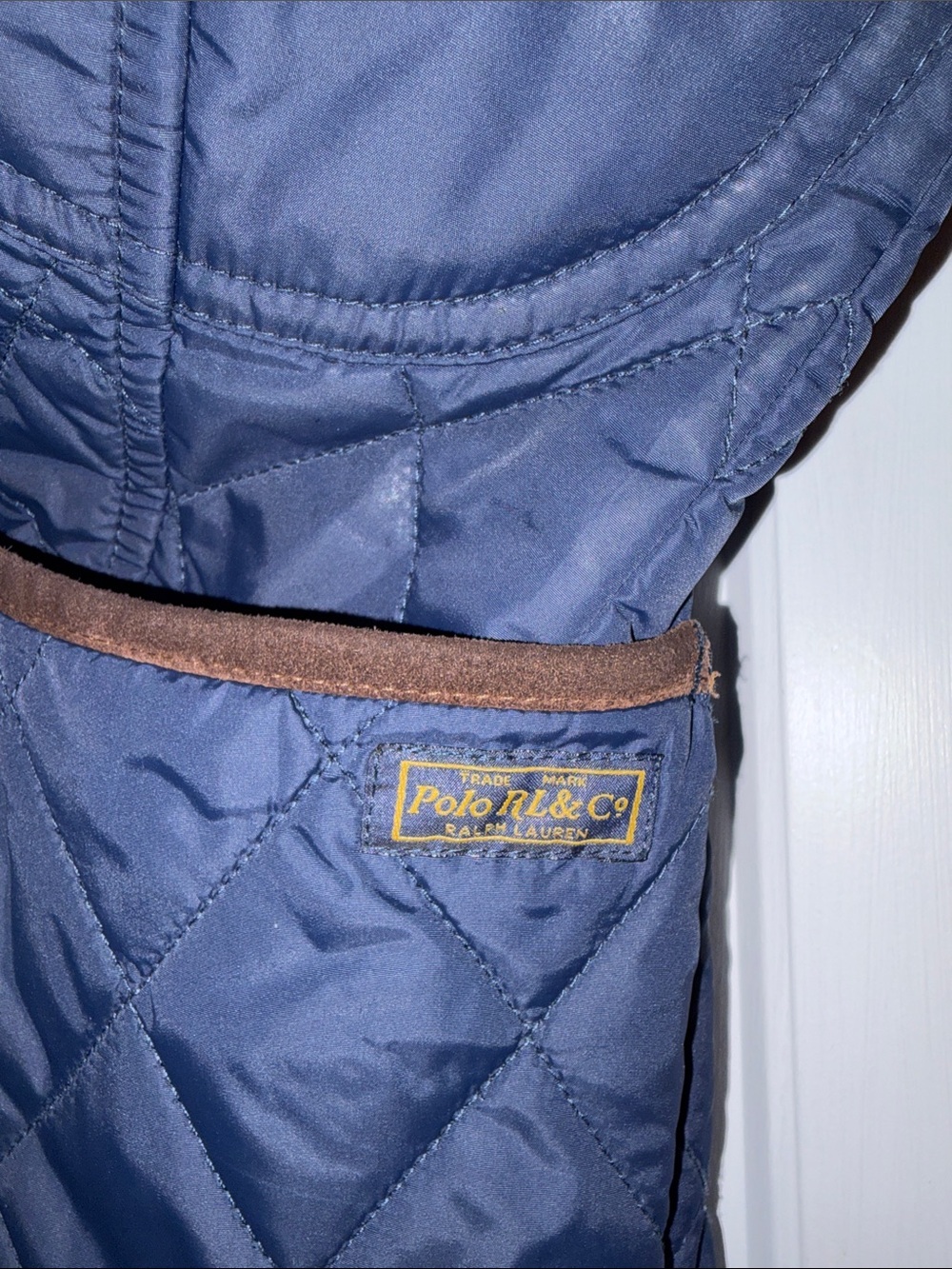 Polo by Ralph Lauren Navy Quilted Jacket with Brown Suede Accents - Picture 4 of 12